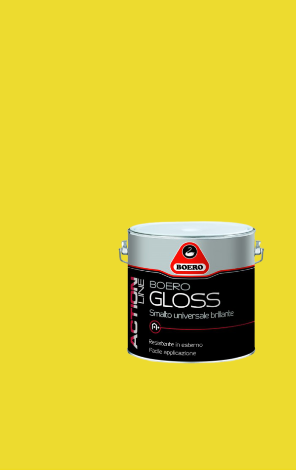 BOERO GLOSS – 0.5 Lt , 2 Lt – SMALTO UNIVERSALE BRILLANTE AL SOLVENTE Giallo ginestra