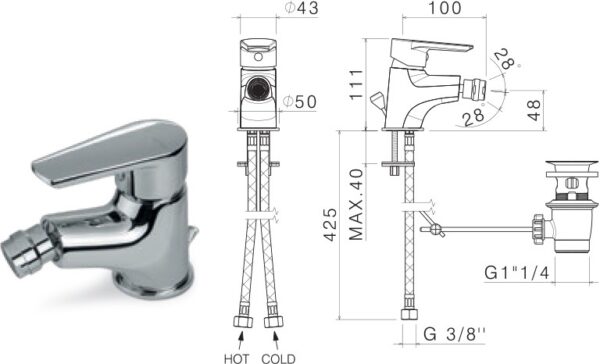 Vema MISCELATORE MONOCOMANDO PER BIDET